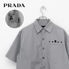 PRADA プラダ バッグプリント 半袖シャツ 三角ロゴ トライアングルロゴ 