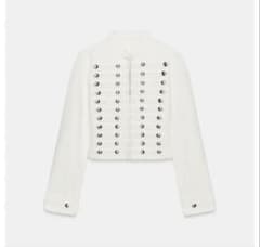 ZARA】ザラ L コントラストボタン付きニットジャケット ゴールドボタン