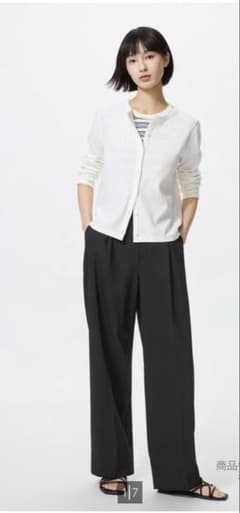 UNIQLO タックワイドパンツ ブラック Lのサムネイル