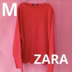 ZARA レディース  ニット トップス 長袖 レッド ボートネックのサムネイル