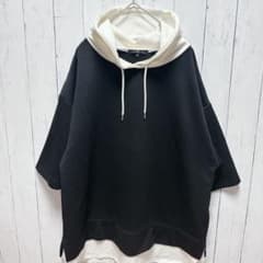 AQUAHISTORY パーカー 4L バイカラー 黒白 ビッグサイズ ゆったり