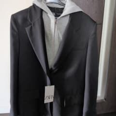 ZARA フード付きテーラードジャケット XS ブラックのサムネイル