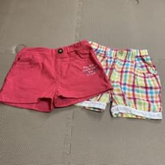 女の子130 ショートパンツ２枚セット　ショッキングピンク　チェック小人の国のサムネイル