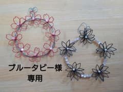 フラワーリース2点　『桜＆ダリア』　/ ワイヤークラフトのサムネイル