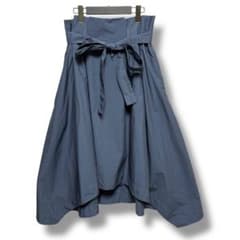 COS 2タック フレアスカート ベルト付き ネイビー EUR42 L