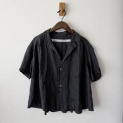 GASA＊ gasa ガサ リネン100 襟レース ブラウス シャツ グレー 麻 GASA＊ gasa ガサ リネン100 襟レース ブラウス シャツ グレー 麻