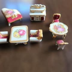 ミニチュア 陶器製 家具セット 人物画 金彩のサムネイル