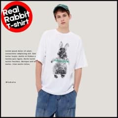 リアルラビット 立体発泡 プリントTシャツ ホワイト L ストリート ロック①