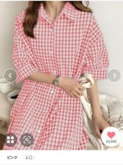 ハルミ様専用JUNOAH ジュノア　ギンガムワンピ新品L
L サイズ　ピンク…のサムネイル