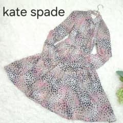 Kate Spade ドット柄ワンピース サイズ150 kate spade シャツワンピース ドット柄 0サイズ 長袖 フレア ひざ丈