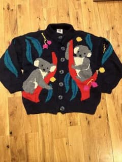 【美品】希少 BONZO ボンゾー カーディガン ハンドニット コアラ 紺 bonzo bonz クリーニング済み カーディガン ニット コアラ柄 - メルカリ