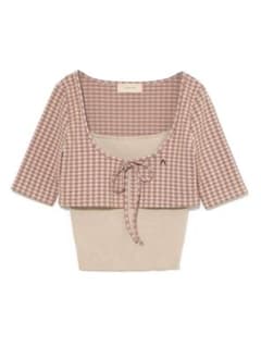 ANDMARY Ava gingham check tops pinkのサムネイル