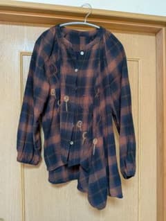 チェック柄 刺繍入り 長袖ブラウス アズノゥアズのサムネイル