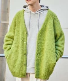WEGO モヘアライクBIGカーディガン 黄緑のサムネイル