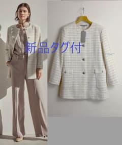 theory luxe 22AW ツイード ノーカラージャケット サイズ38 Theory luxe｜ツイードノーカラージャケット