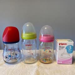 pigeon 160ml 哺乳瓶　3つセット　母乳実感乳首(未使用)のサムネイル