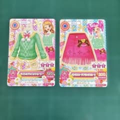 即OKアイカツカード ライトシアンニットセーター・ピンクスエードフリンジスカートのサムネイル