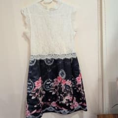 レース花柄ノースリーブミニワンピース