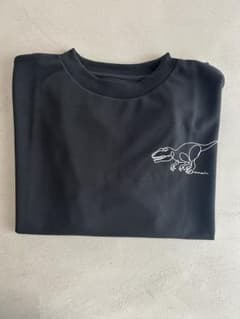 辻元舞✖︎福井コラボ　恐竜ロゴTシャツ　キッズ120 ブラック 辻元舞さんデザイン 一筆書き恐竜♡ クロップドTシャツ 黒 120