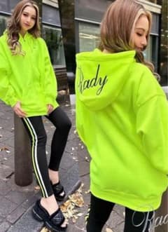 Rady 蛍光グリーン フード付きパーカー Rady 蛍光グリーン フード付きパーカー - メルカリ