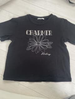 CHARMER フラワー刺繍 半袖Tシャツ ブラックのサムネイル