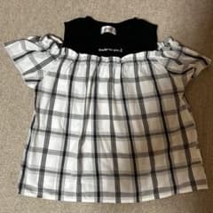 オフショルダー チェック柄 Tシャツのサムネイル