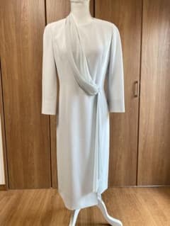 ミスアシダ カシュクールシフォン スカーフワンピース ライトブルー
