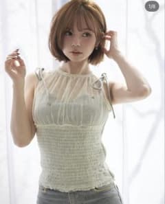 andmary Paula lacey chiffon tops blue - メルカリ