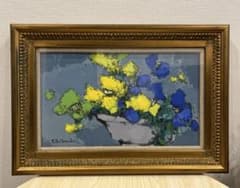 糸 大八 Daihachi Ito 花の油彩 金色の装飾入り額装　入り m57103702248_1.jpg?1746091352
