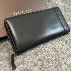 グッチ GUCCI 長財布 MISTRALレザーラウンド　黒 307993　美品のサムネイル