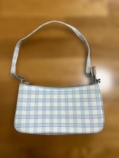 チェック柄ハンドバッグ ホワイト/ブルーのサムネイル