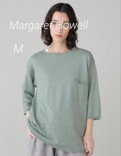 MARGARET HOWELL 7分袖 リネン混ニット グリーングレー M - メルカリ