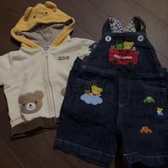 MIKI HOUSE ベビー服 2点セット パーカー オーバーオールのサムネイル