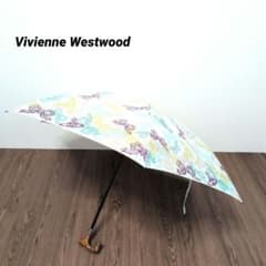 希少☆ヴィヴィアン 折りたたみ傘 木製ハンドル リボン×オーブ総柄