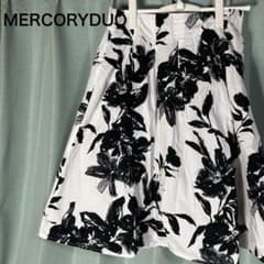 MERCURYDUO 花柄スカート ひざ丈 モノトーン S カジュアル