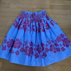 フラダンス用スカート 青と紫の花柄のサムネイル