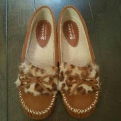 ヒョウ柄ファー  モカシンのサムネイル