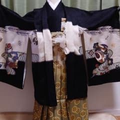 （足袋付）7ot64　正絹着物人気の兜七五三　男の子　着物袴セット　5歳〜7歳のサムネイル