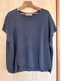 【美品】evam eva リネン 和紙 ニット 半袖 グレージュ 日本製 美品】evam eva リネン 和紙 半袖 ニット チャコールグレー 日本製