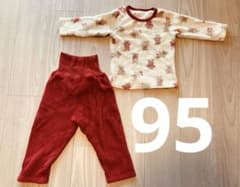 冬用　もこもこ　腹巻き付きパジャマ　フリース　ピンク　95cmのサムネイル