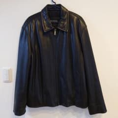 90s GUESS メンズ 本革レザージャケット ブラック Lのサムネイル