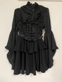 ゴスロリ ロリィタ 姫袖ブラウス ヘッドドレス スカート 6点セットROMWEのサムネイル