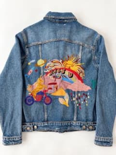 ZARA PREMIUM DENIM 刺繍 Gジャン XS バック刺繍