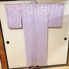 ラベンダーカラー マジョリカ 袷 地紋 上品 アンティーク着物のサムネイル