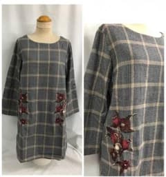 大きいサイズ チェック 刺繍チュニックのサムネイル