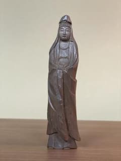 観音像 木製 仏像 高さ14.6㎝✖️幅3.6㎝✖️奥行2.5㎝のサムネイル