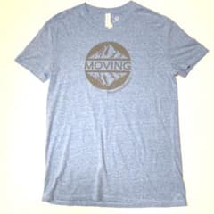 【US古着】CustomInk バック山グラフィック 霜降りTシャツ ブルーのサムネイル
