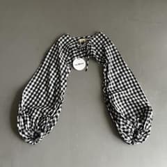 DOUBLE MAISON ベリーショートブラウス ギンガムチェック 黒 新品 