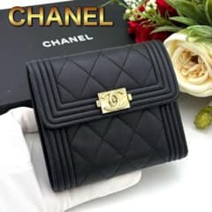 CHANEL 샤넬 마트라세 램 스킨 컴팩트 지갑 블랙 T89.