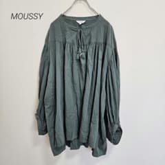 마우지 MOUSSY 개더블라우스 양양 코튼 7 분 소매 얇은 그린